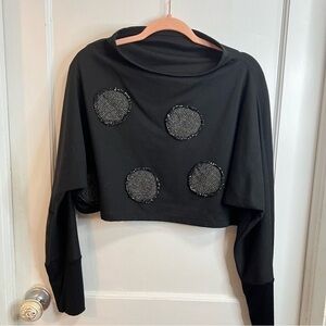 Avivit Yizhar Shirt Cropped Dolman Sleeve Shrug Boho Artsy Mock Neck